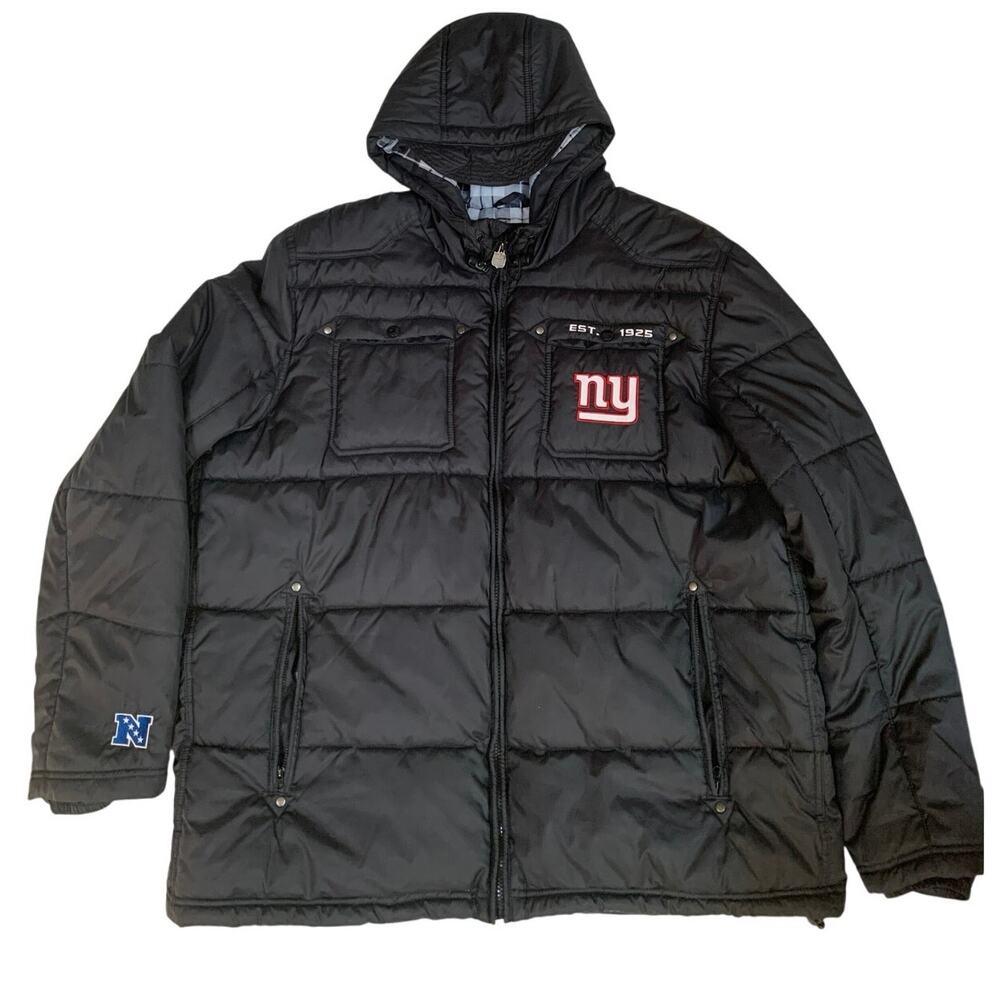 NFL Proline NY GIANTS Black Puffer Jacket Size XXL Excellent Condition Unisex